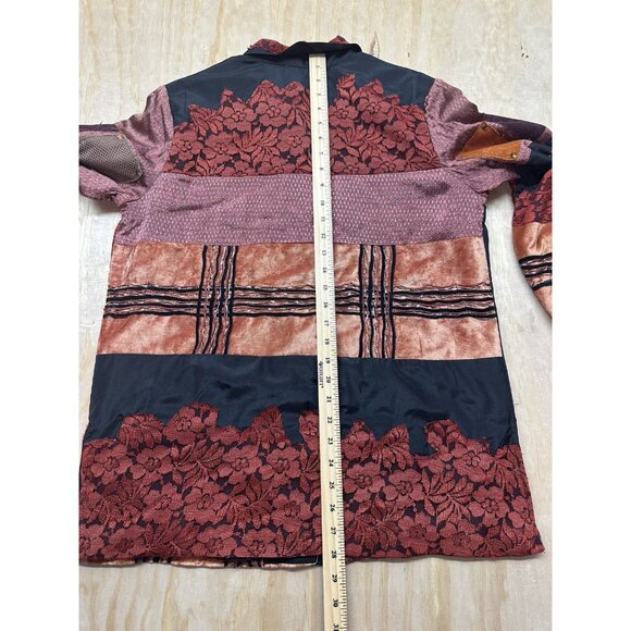VTG Sandy Starkman Womans Blazer Patchwork Boho Wear Art M Velvet Lace Eclectic - Picture 8 of 10